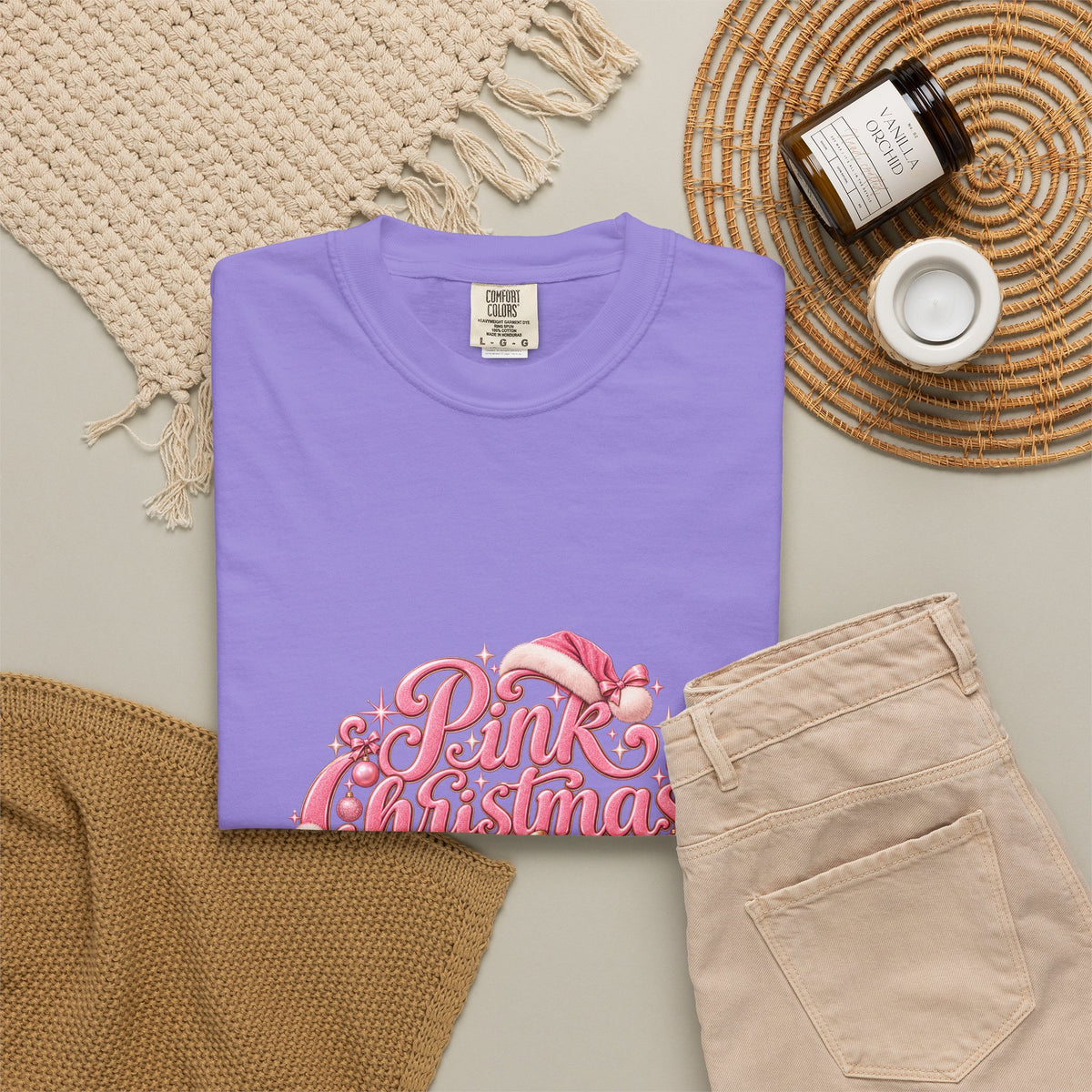Pink Christmas T-Shirt — Festive Retro Script Holiday Tee
