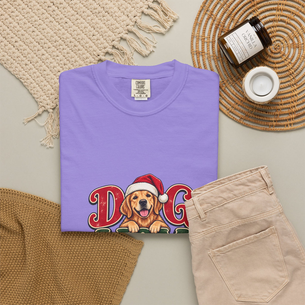 Dog Mom Christmas T-Shirt — Cute Golden Retriever Holiday Tee