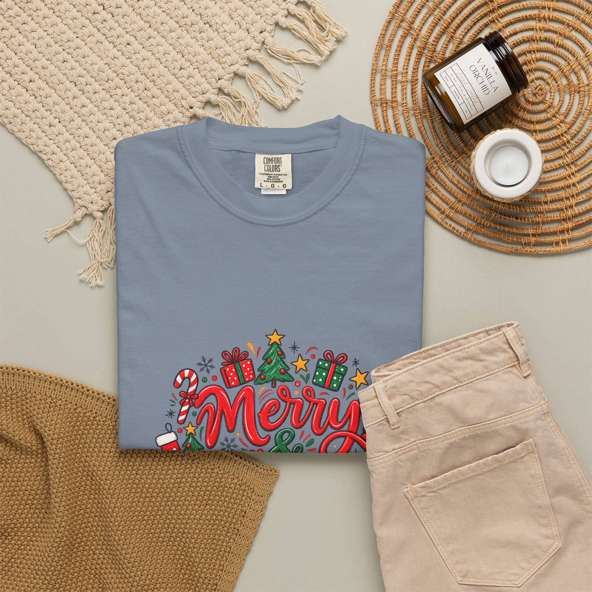 Merry & Bright Christmas T-Shirt | Festive Holiday Graphic Tee