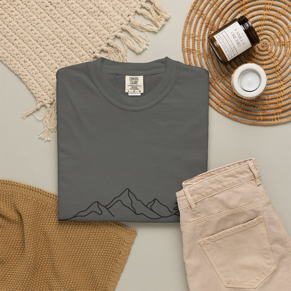 Stay Wild mountain line art T-shirt | minimalist outdoors tee
