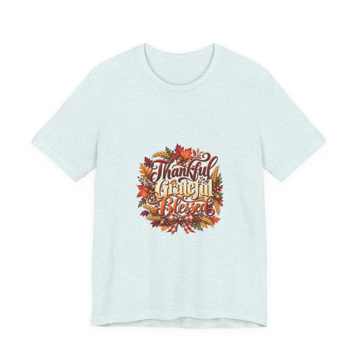 Thankful Grateful Blessed T-Shirt — Fall Leaves Thanksgiving Tee, Autumn Gratitude Shirt, Family Matching Outfit