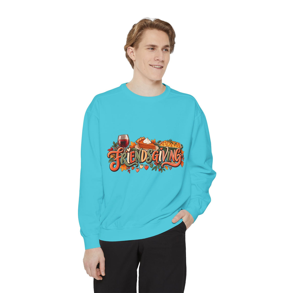Friendsgiving sweatshirt | Thanksgiving fall leaves turkey wine