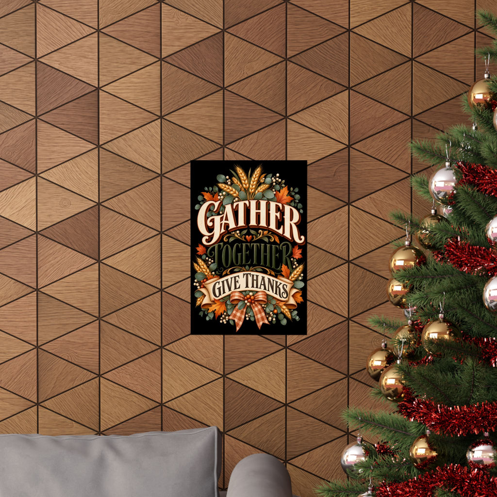 Gather Together Give Thanks Poster | Thanksgiving Fall Wall Art, Harvest Typography