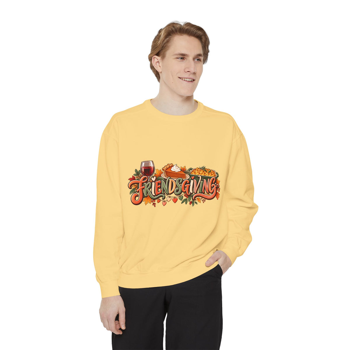 Friendsgiving sweatshirt | Thanksgiving fall leaves turkey wine