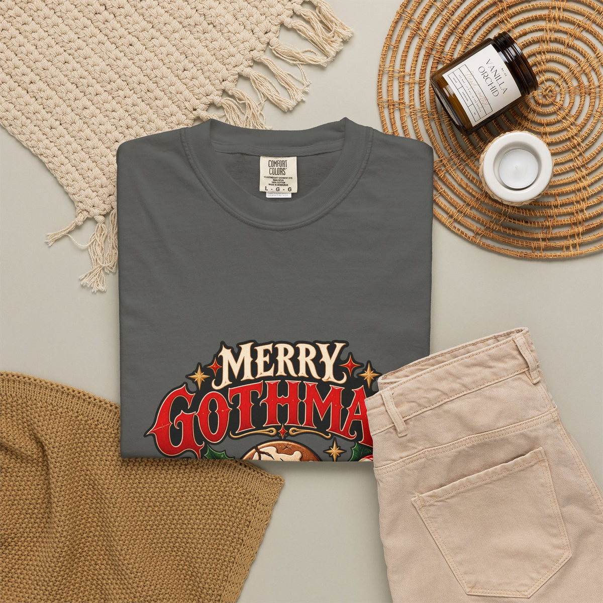 Merry Gothmas skull gingerbread graphic T-shirt | Gothic Christmas tee