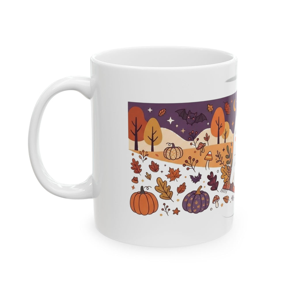 Cute Ghost Drinking Coffee Mug | Halloween Fall Coffee Cup