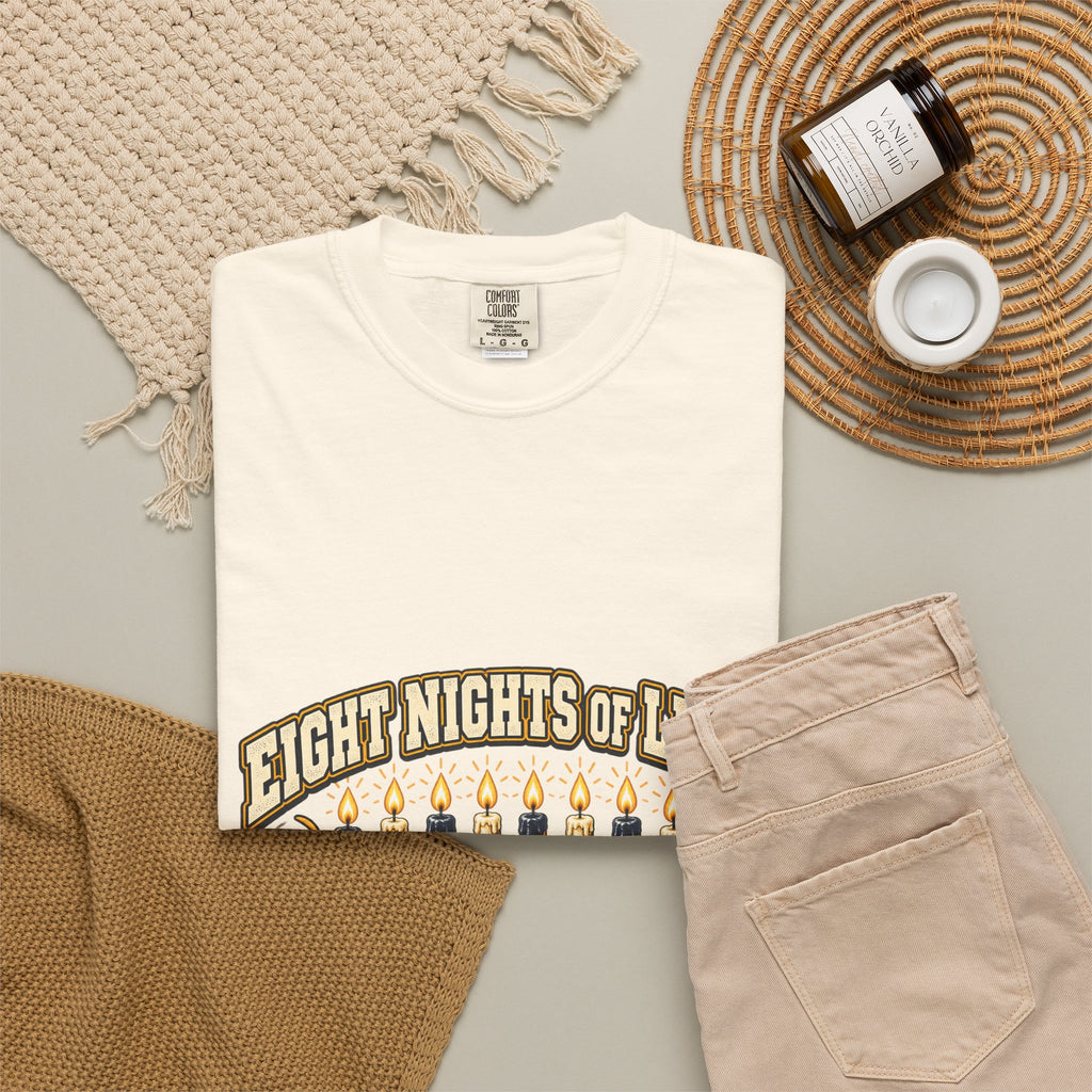 Eight Nights of Light Menorah Tee | Hanukkah T-Shirt, Menorah Illustration