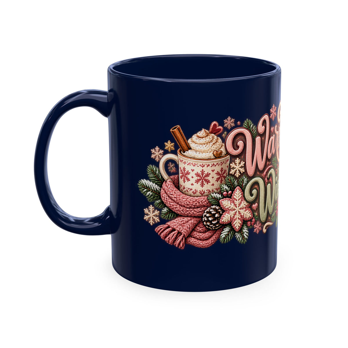 Warm Wishes & Winter Sips Christmas Ceramic Mug