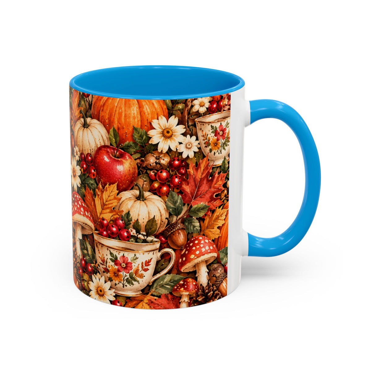 Autumn Harvest Mugs | Fall Pumpkins, Apples, Mushrooms, Daisies 11oz 15oz