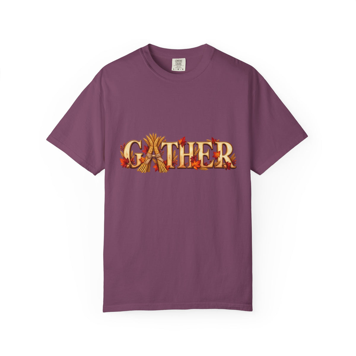 Gather Fall T-Shirt — Autumn Leaves Harvest Graphic Tee, Thanksgiving Family Gathering Shirt, Rustic Fall Gift