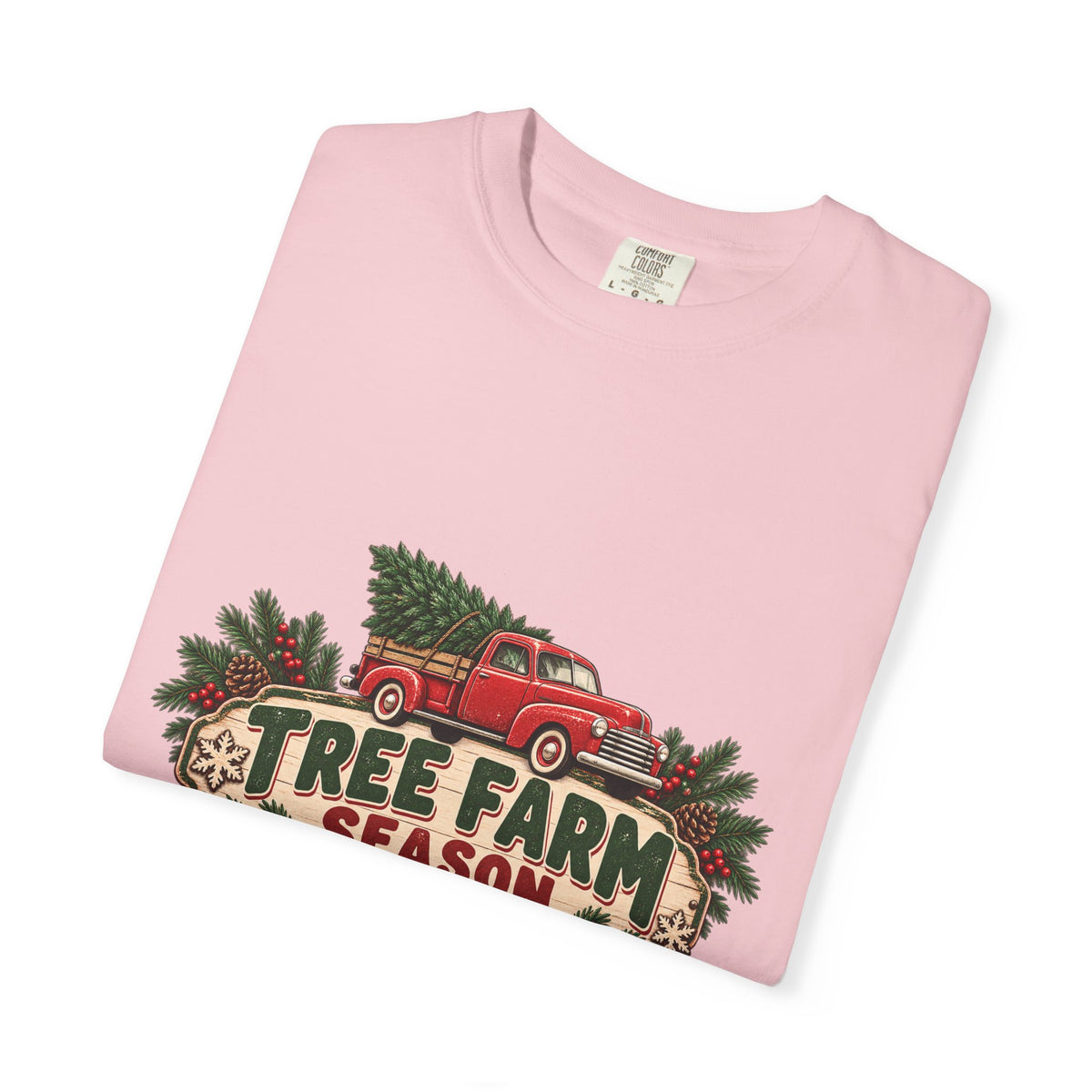 Tree Farm Season T-Shirt — Vintage Red Truck Christmas Tee