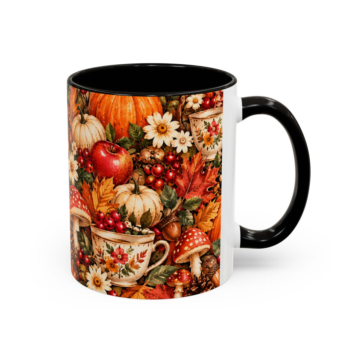 Autumn Harvest Mugs | Fall Pumpkins, Apples, Mushrooms, Daisies 11oz 15oz