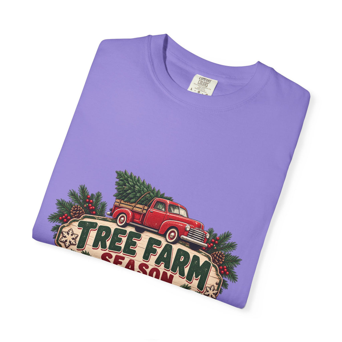 Tree Farm Season T-Shirt — Vintage Red Truck Christmas Tee
