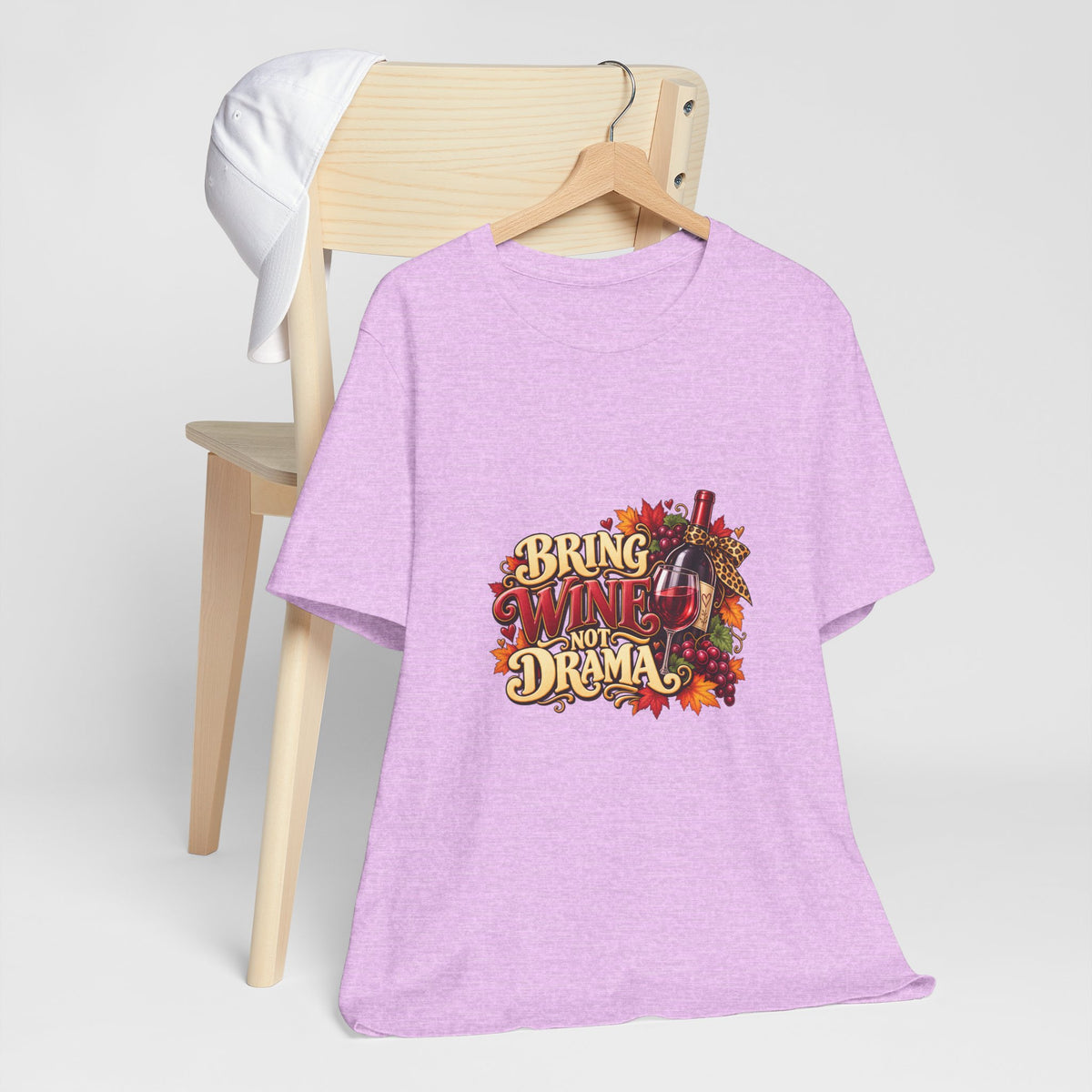 Bring Wine Not Drama T-Shirt — Funny Thanksgiving Wine Lover Tee, Fall Family Gathering Shirt, Holiday Gift for Her