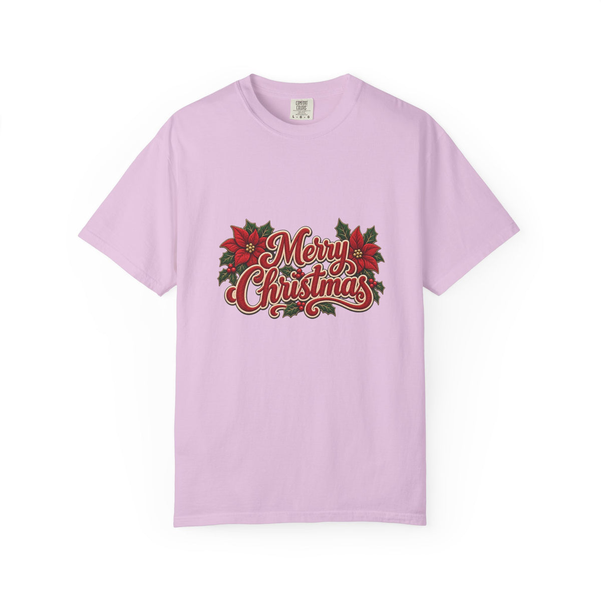Merry Christmas Poinsettia T-Shirt | Red Holiday Floral Graphic Tee