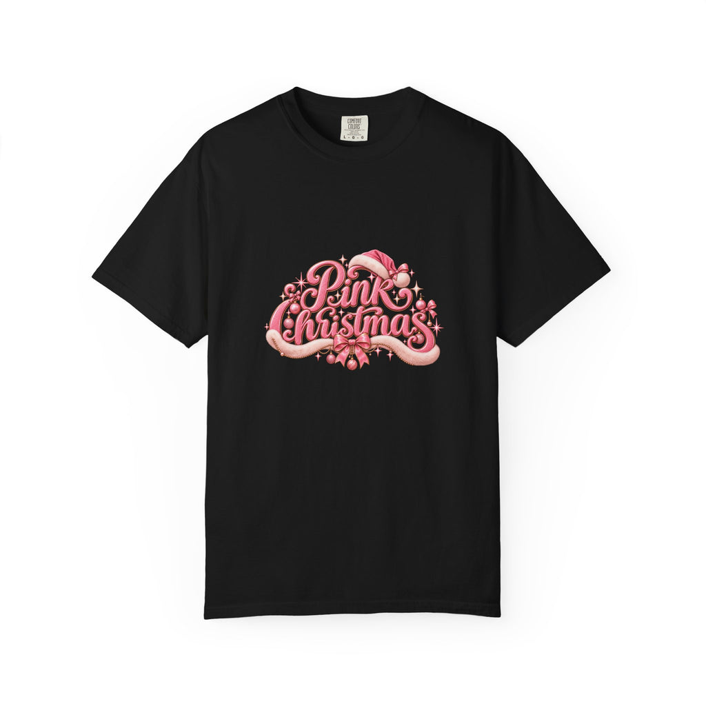 Pink Christmas T-Shirt — Festive Retro Script Holiday Tee