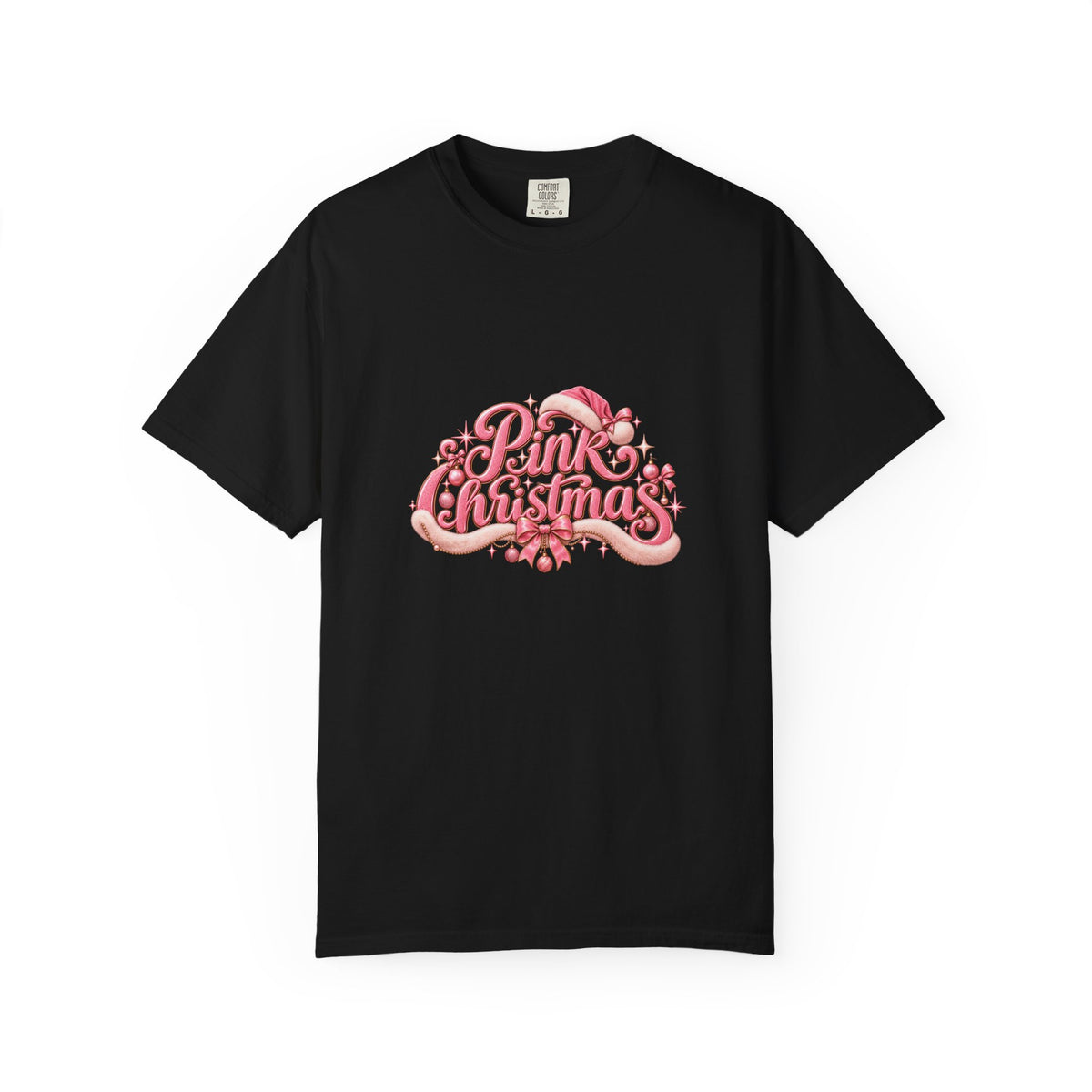Pink Christmas T-Shirt — Festive Retro Script Holiday Tee