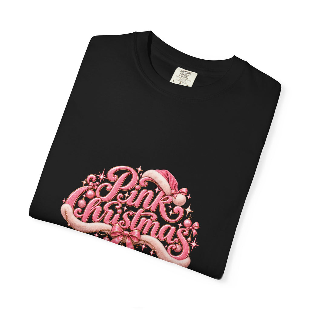 Pink Christmas T-Shirt — Festive Retro Script Holiday Tee