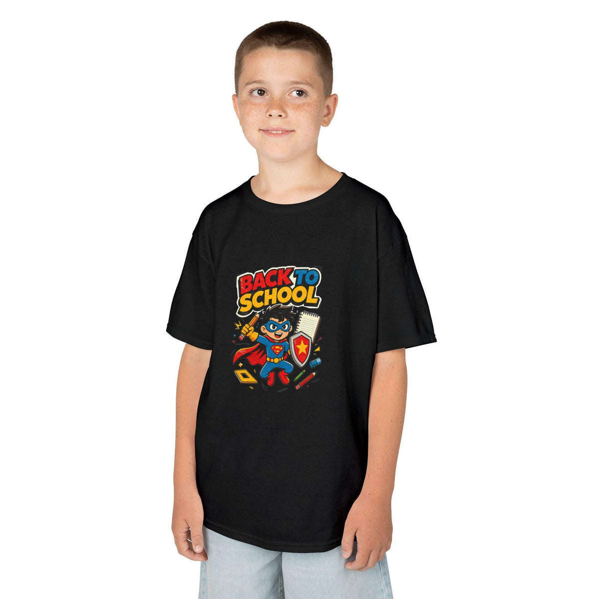 Back to School Superhero Kids Tee | Cute School Supplies Design