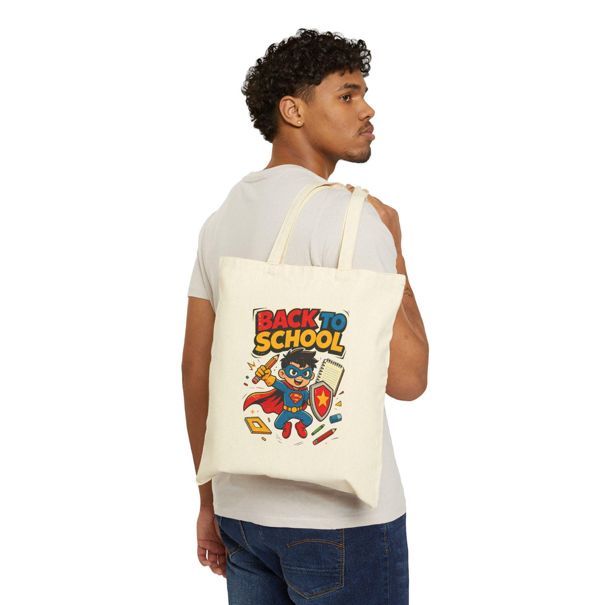 Cotton Canvas Tote Bag | Back to School Bag | Student Teacher Gift | Book Bag | School Supplies | Reusable Shopping Bag | Kids Tote