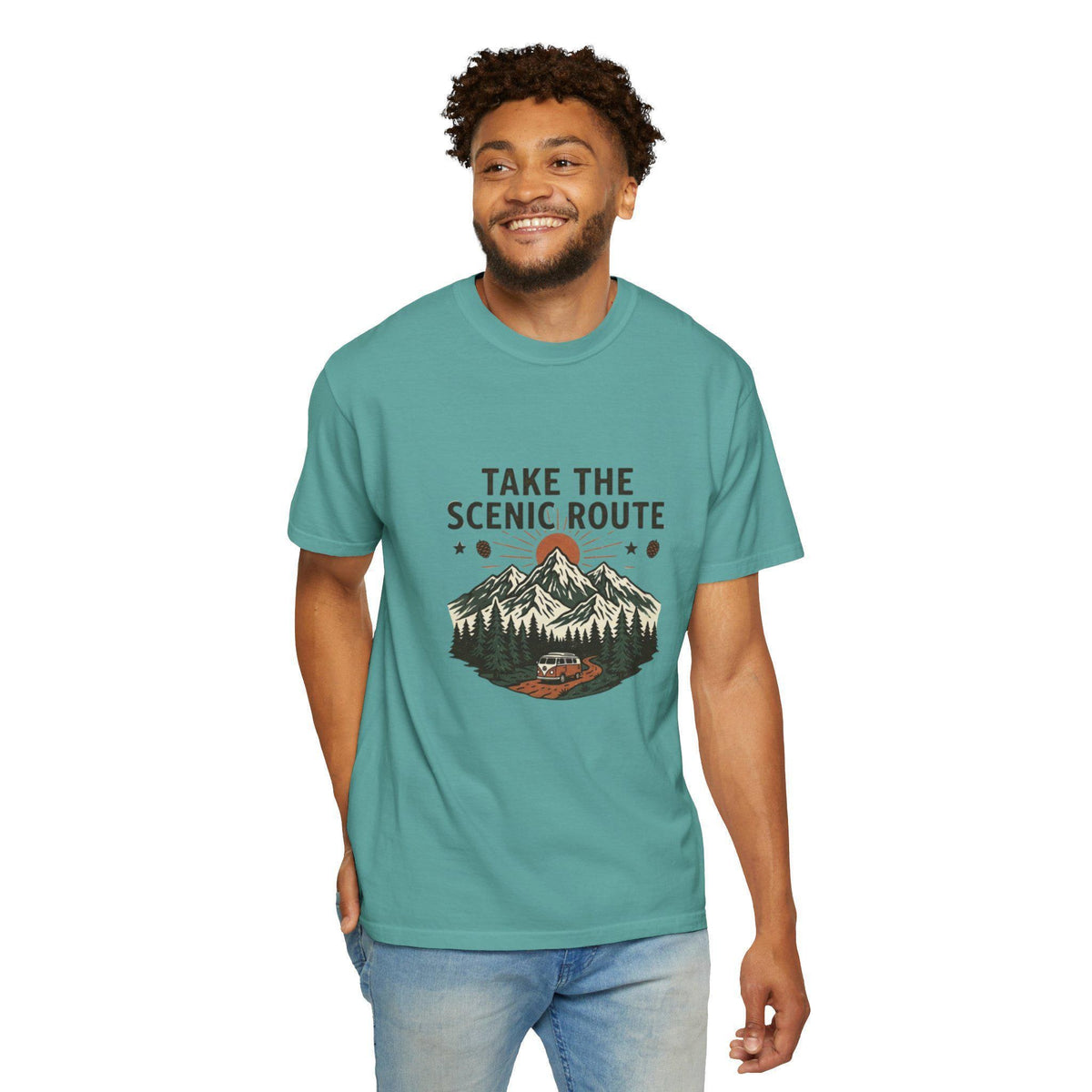 Take the Scenic Route T-shirt | Mountain Road Sunset Graphic