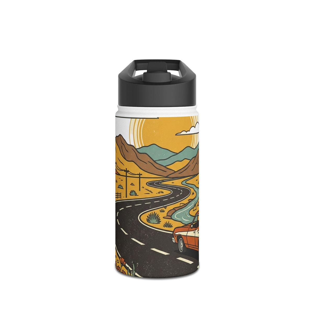 Desert Road Trip Stainless Steel Water Bottle | Scenic Canyon Drive