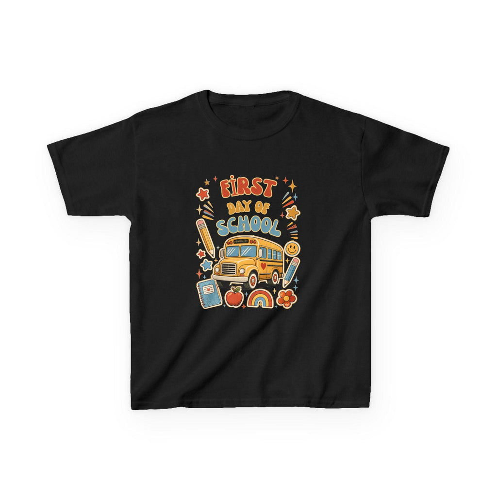 First Day of School Kids Tee | School Bus Pencil Rainbow Shirt | Back to School Gift | Kindergarten Preschool Outfit | Children Boy Girl