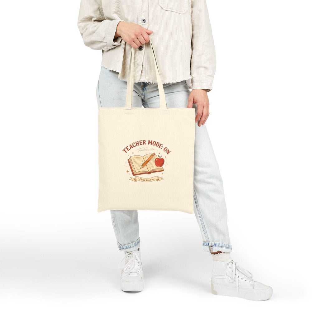 Teacher Mode On Book And Apple Tote Bag