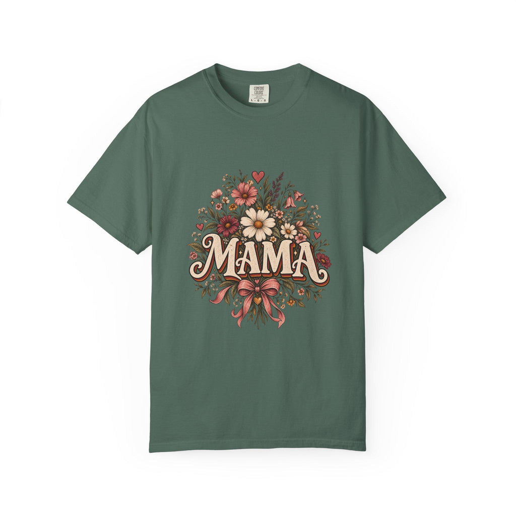 Mama floral bouquet T-Shirt | vintage script, roses & daisies