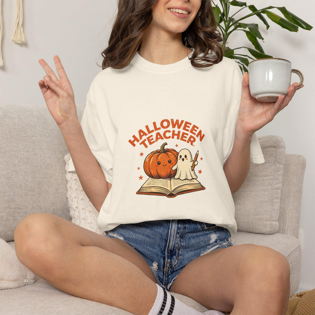 Halloween Pumpkin Ghost T-Shirt | Spooky Autumn Teacher Tee