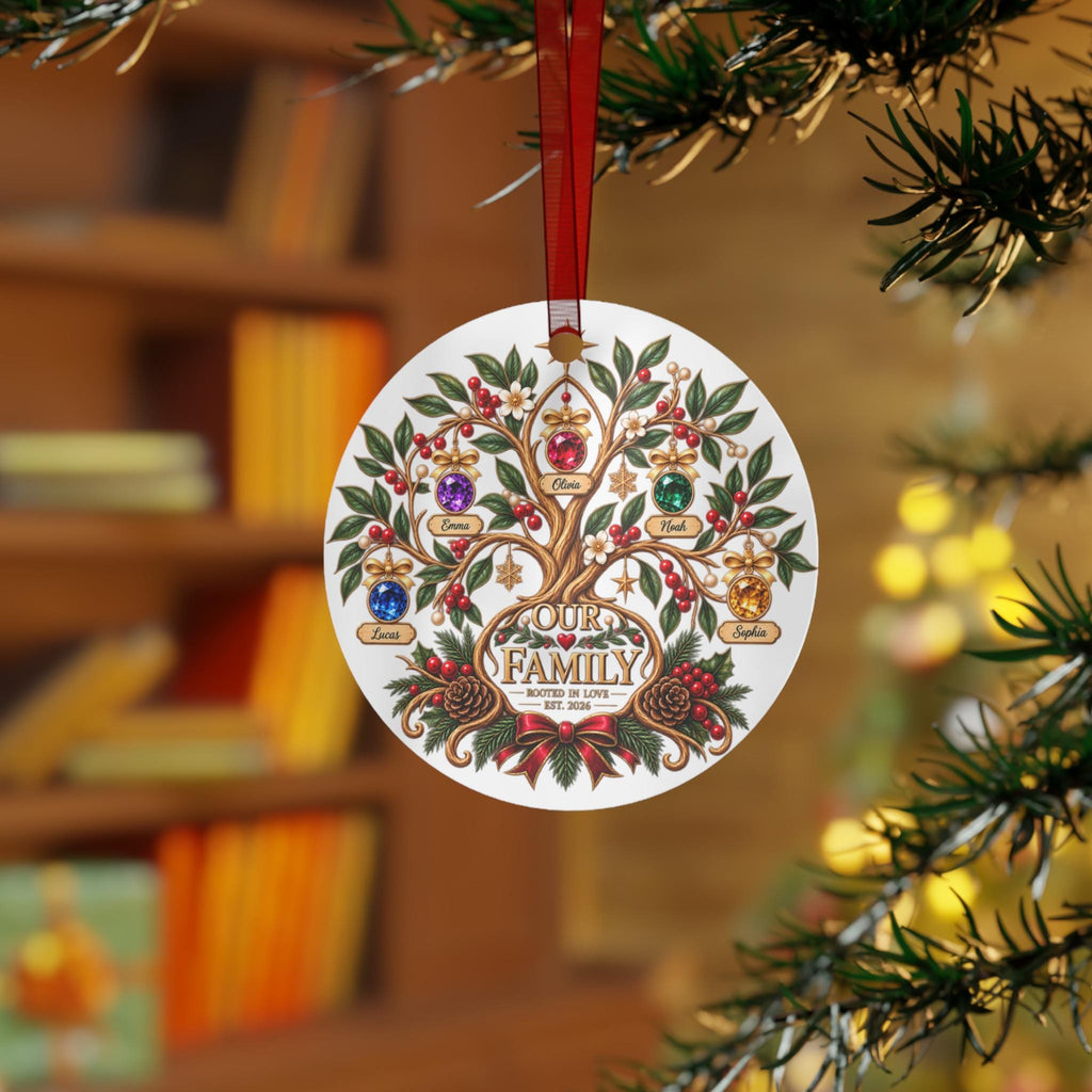 Our Family Tree metal ornament | Personalized Family Names, Christmas Tree Decoration