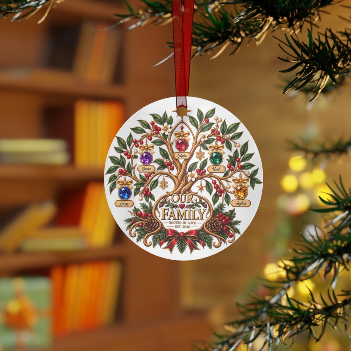 Our Family Tree metal ornament | Personalized Family Names, Christmas Tree Decoration