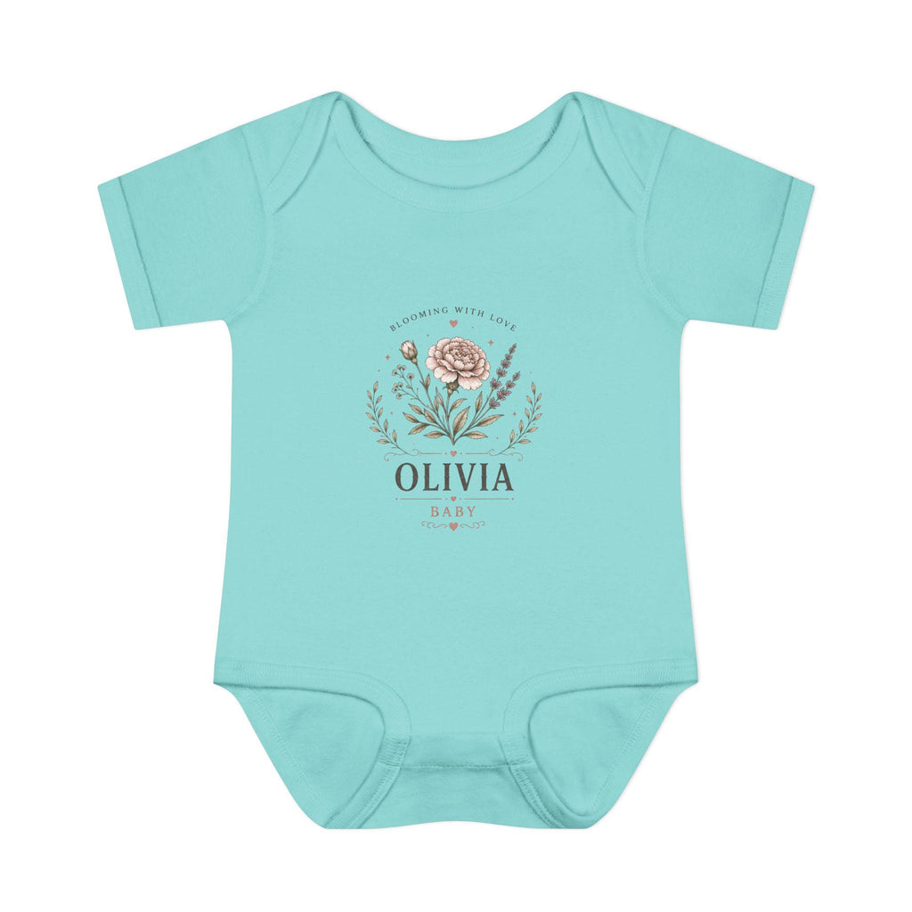 Floral Name Monogram Infant Bodysuit | Personalized Baby Onesie