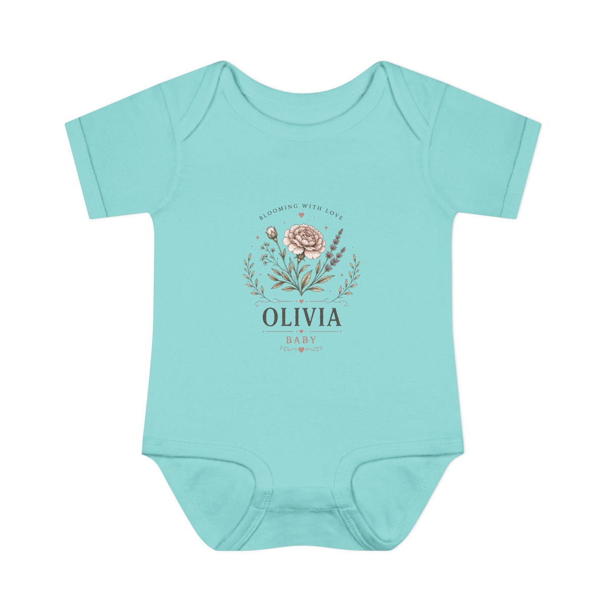 Floral Name Monogram Infant Bodysuit | Personalized Baby Onesie