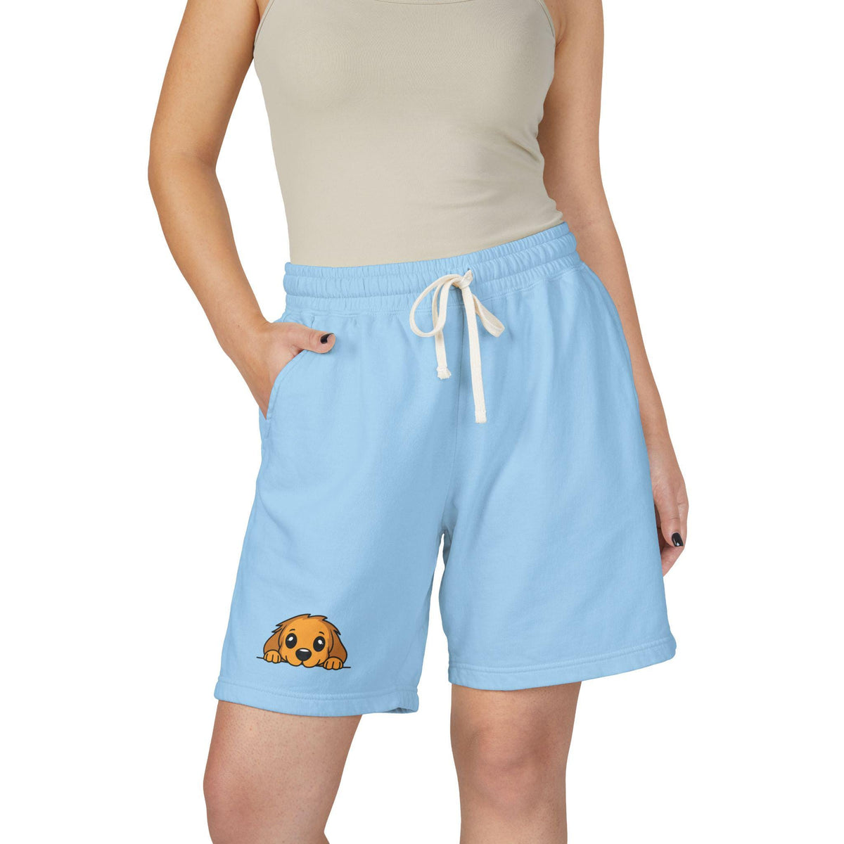 Peeking Puppy Sweat Shorts | Cute Dog Illustration