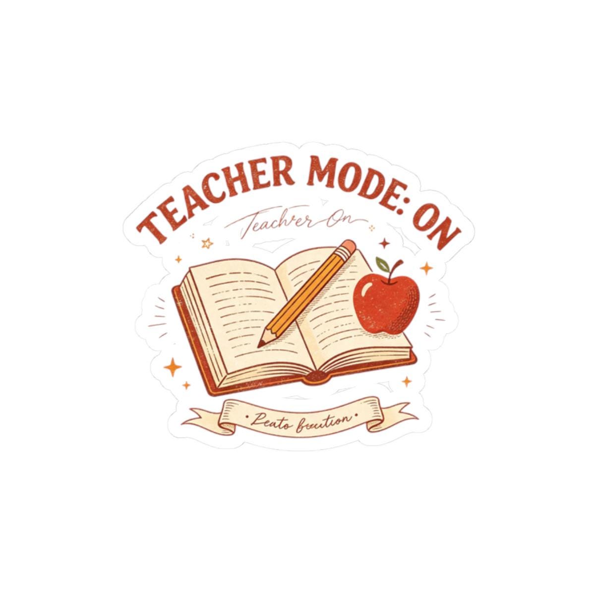 Teacher Mode On Book And Apple Sticker