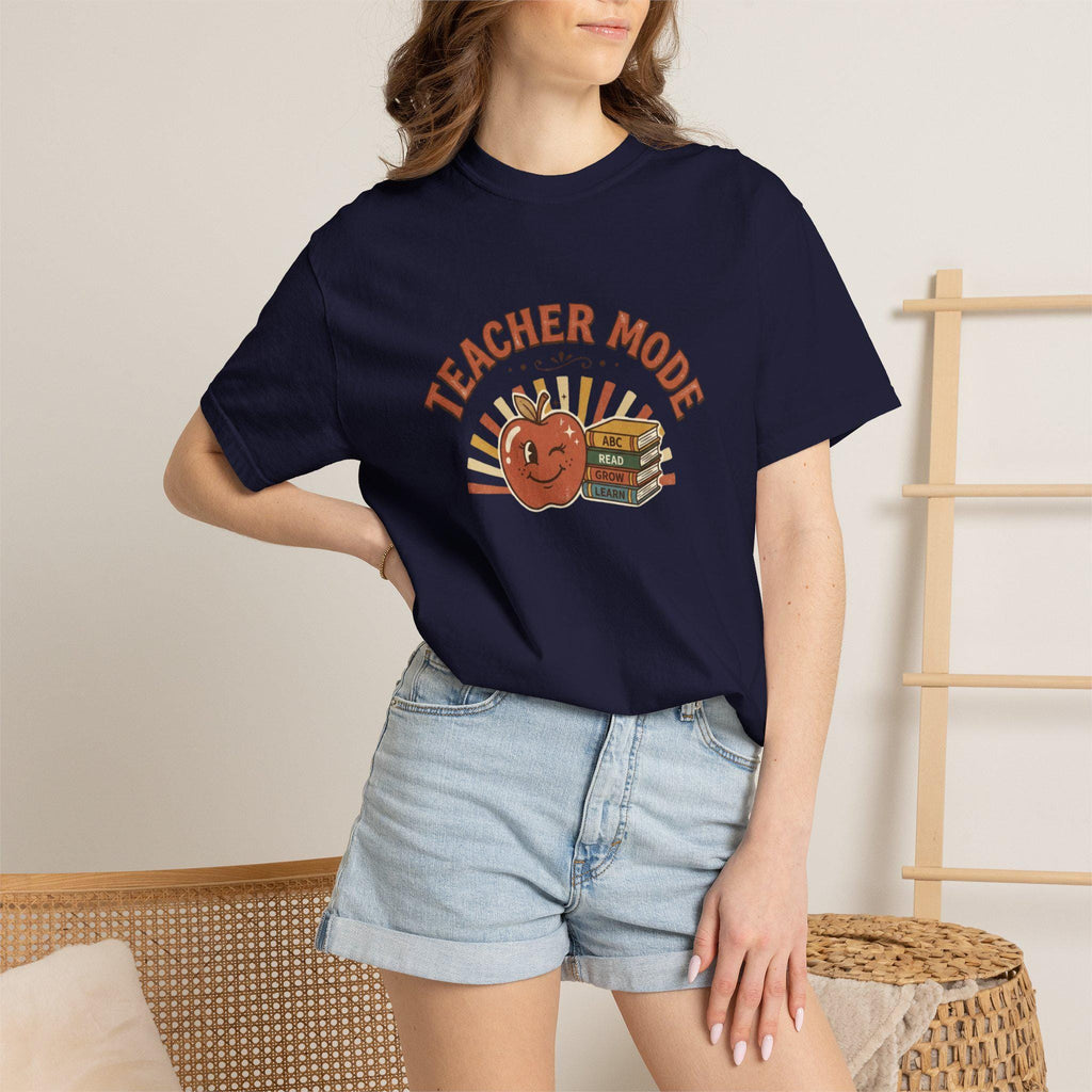 Teacher Mode apple and books T-Shirt | Back to School teacher tee