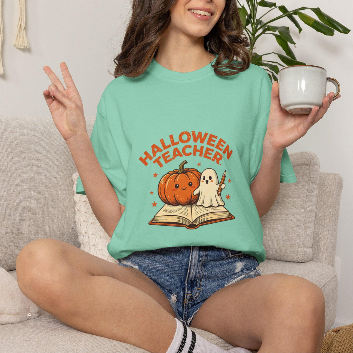 Halloween Teacher Pumpkin and Ghost T-shirt | Cute Spooky Classroom Tee