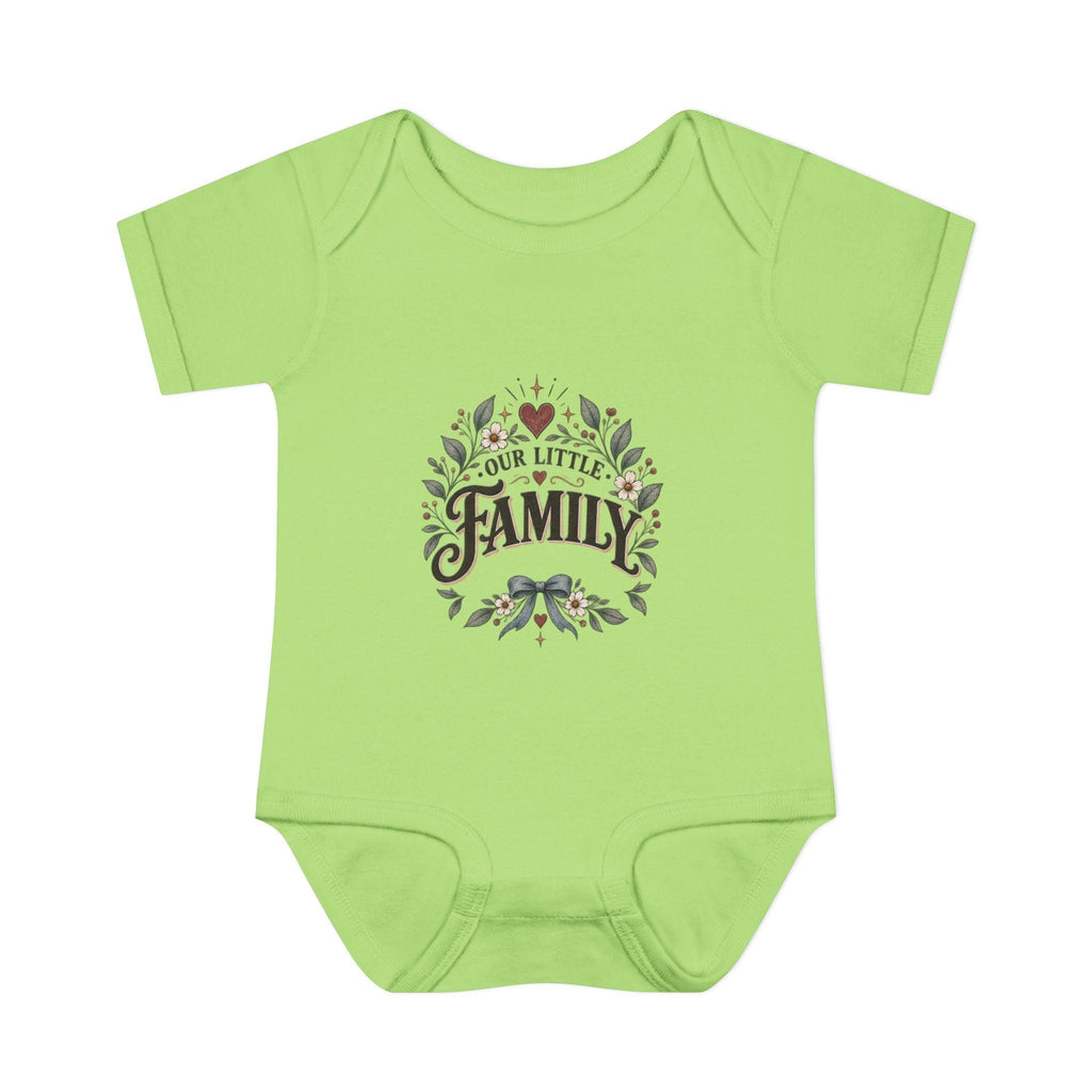 Our Little Family Infant Bodysuit | Floral Heart Woodland Baby Onesie