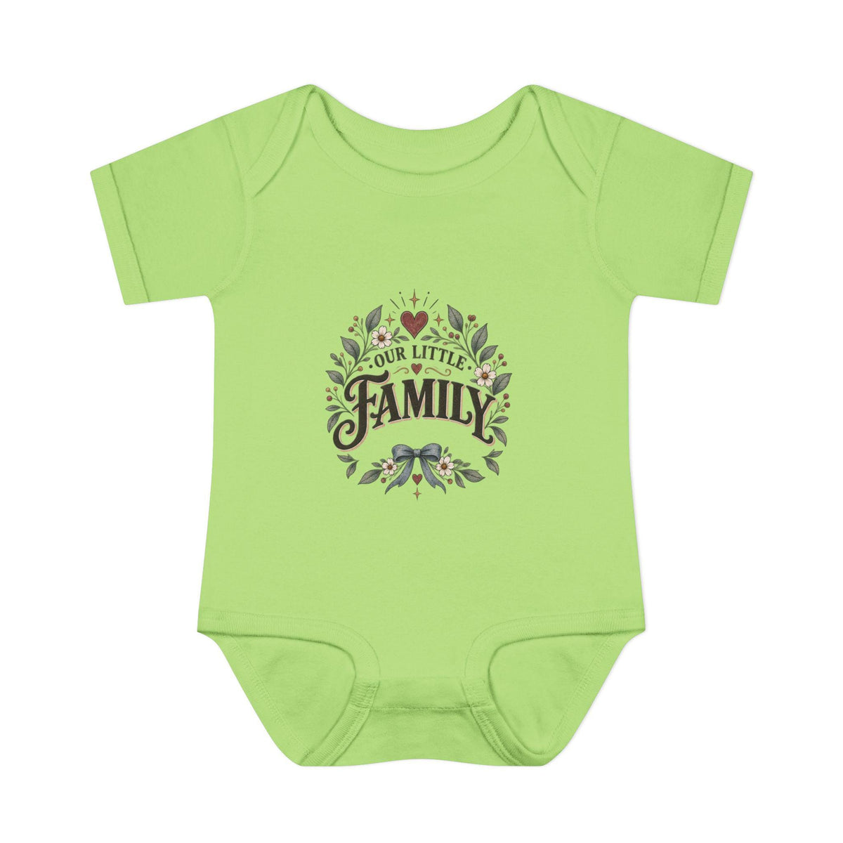 Our Little Family Infant Bodysuit | Floral Heart Woodland Baby Onesie