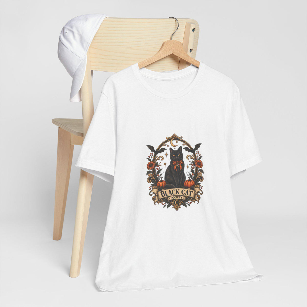 Black Cat Crest Tee | Halloween Vintage Cat Illustration