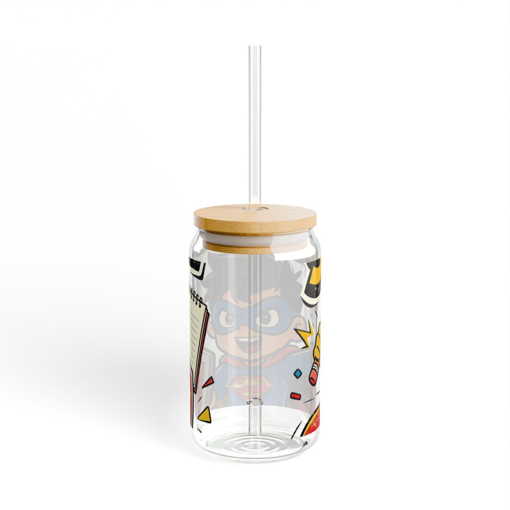 Back To School Superhero Kids Sipper Glass