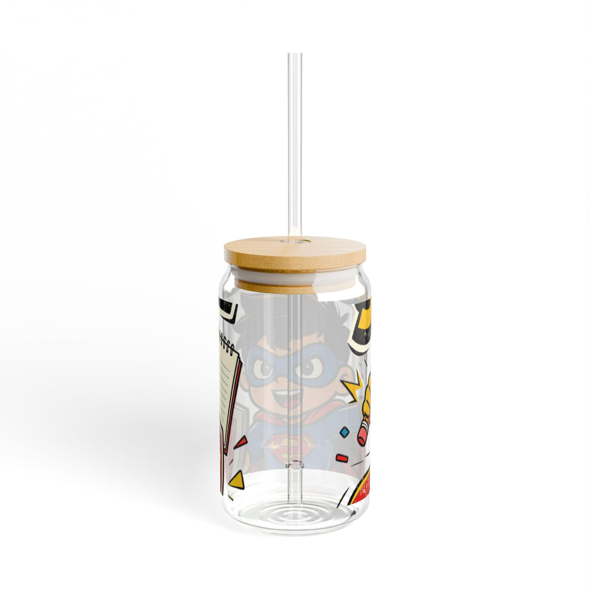 Back To School Superhero Kids Sipper Glass