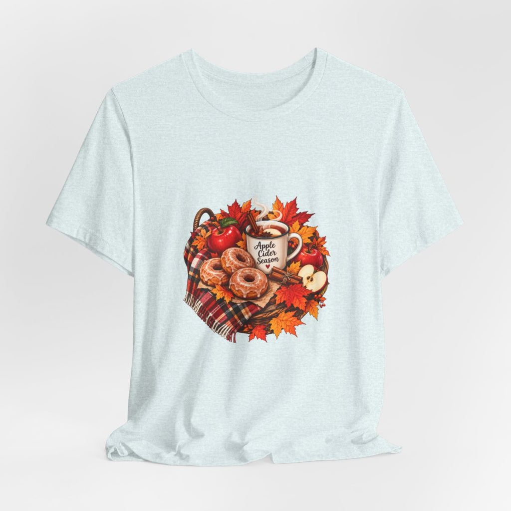 Autumn Apple Cider Mug T-Shirt | Fall Leaves, Donuts, Cozy Plaid