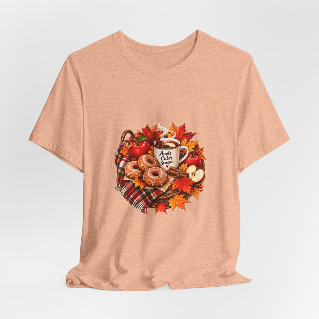 Autumn Apple Cider Mug T-Shirt | Fall Leaves, Donuts, Cozy Plaid