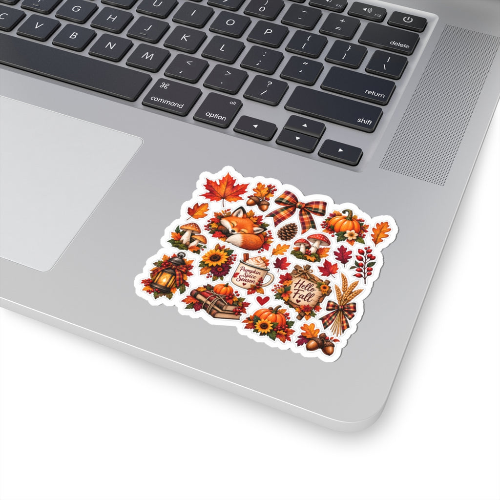 Autumn Fox Fall Elements Kiss-Cut Stickers | Pumpkin, Leaves, Sunflowers