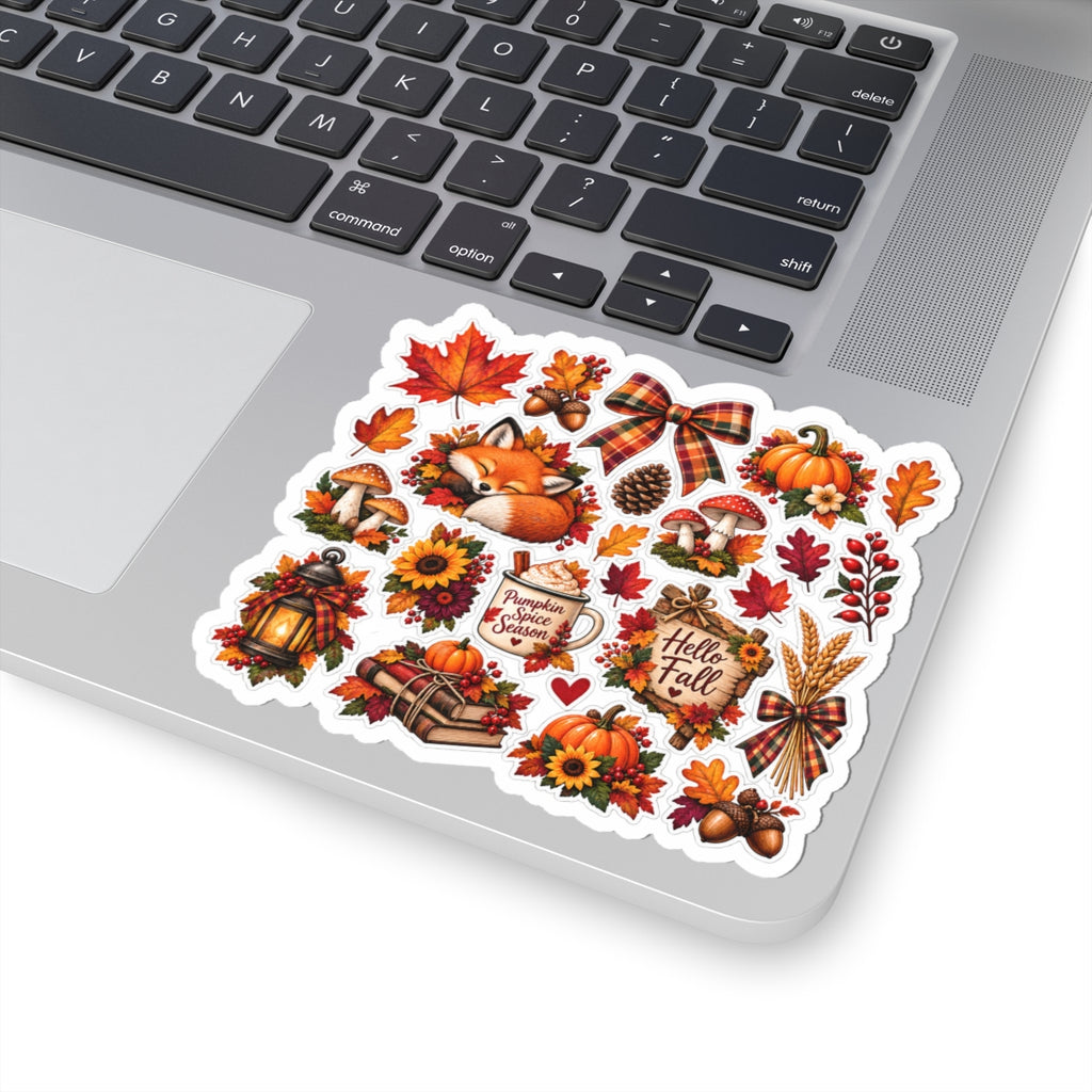 Autumn Fox Fall Elements Kiss-Cut Stickers | Pumpkin, Leaves, Sunflowers