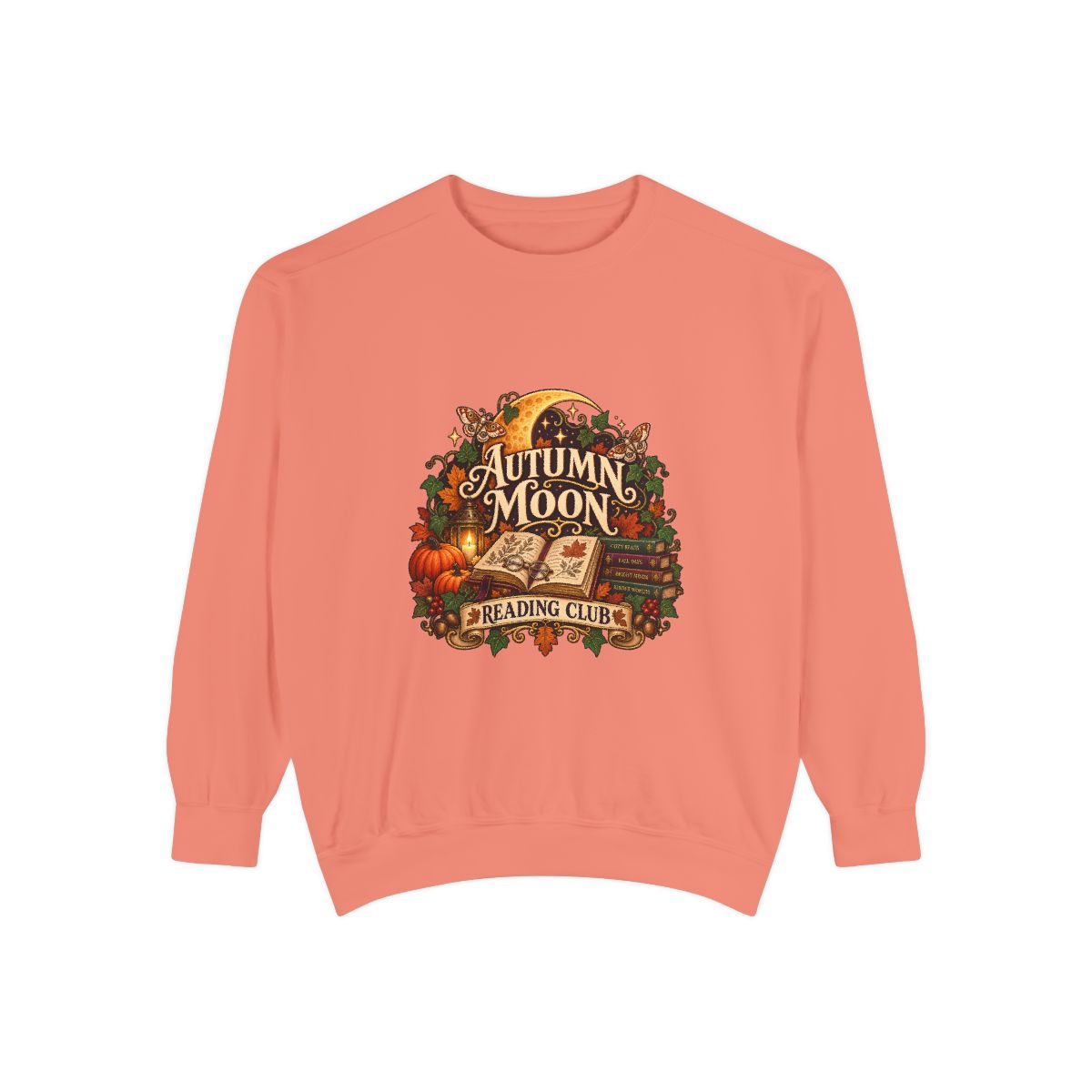 Autumn Moon Reading Club Sweatshirt | Pumpkin Leaves Vintage Fall Book Lover