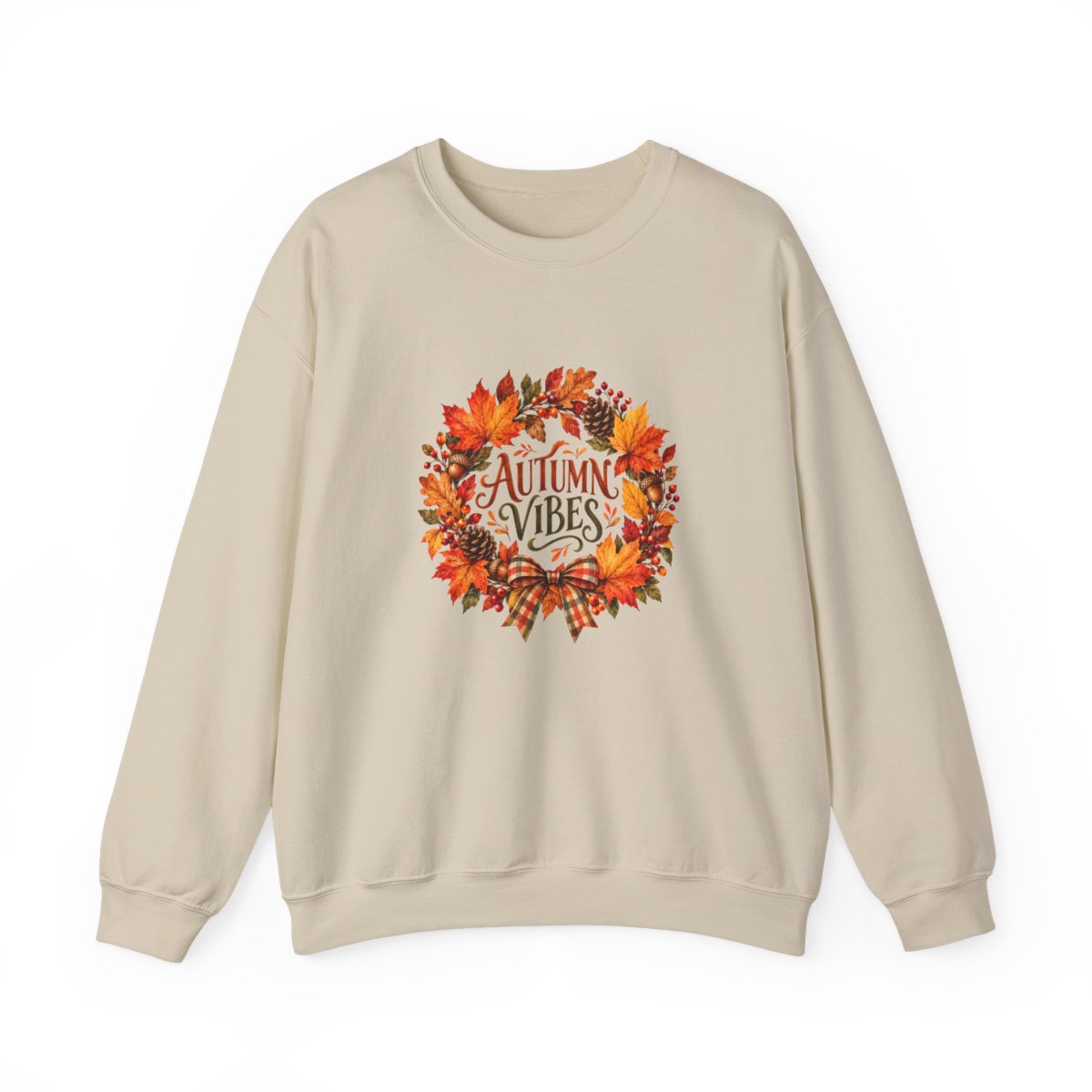 Autumn Vibes wreath Sweatshirt | Fall leaves, cozy seasonal design