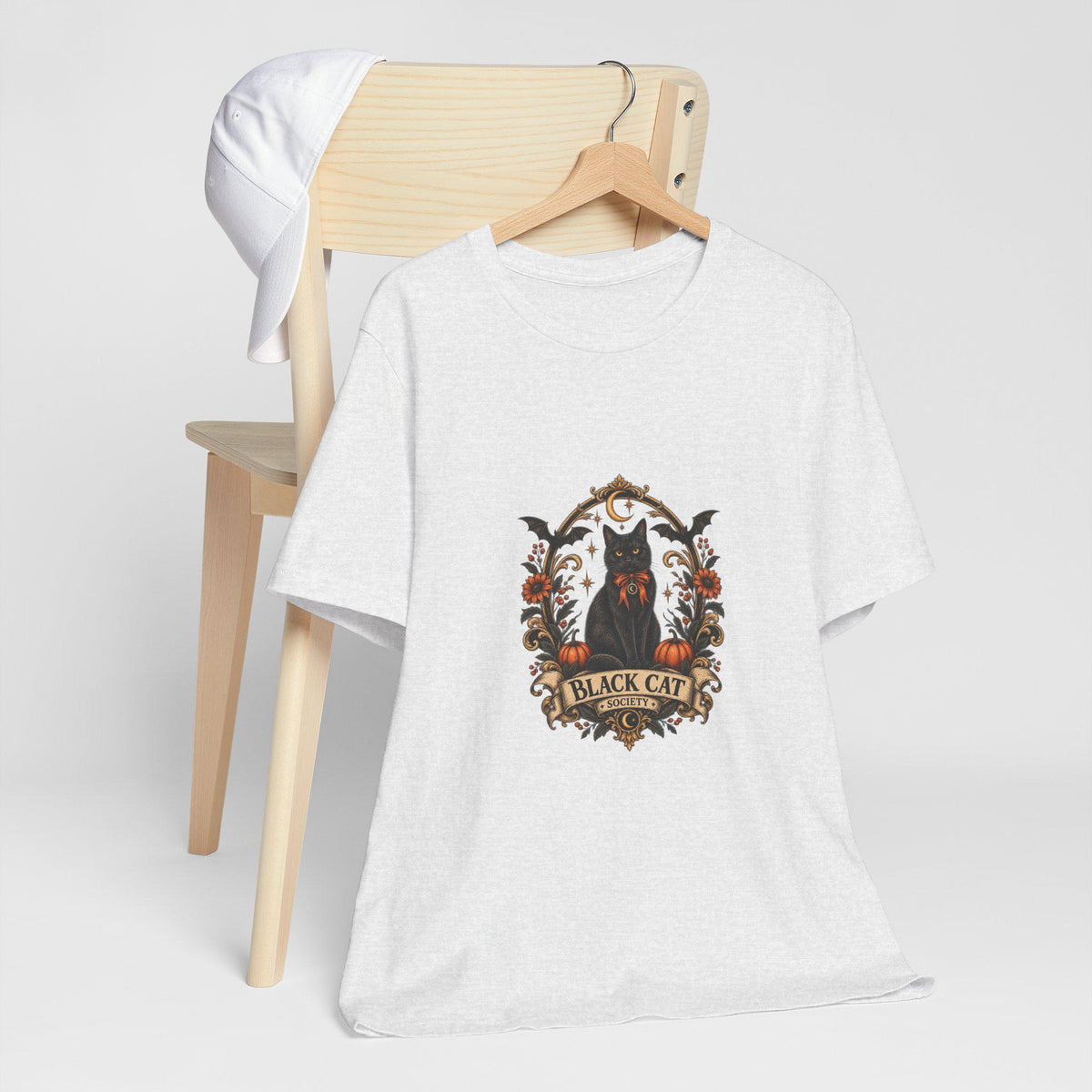 Black Cat Crest Tee | Halloween Vintage Cat Illustration